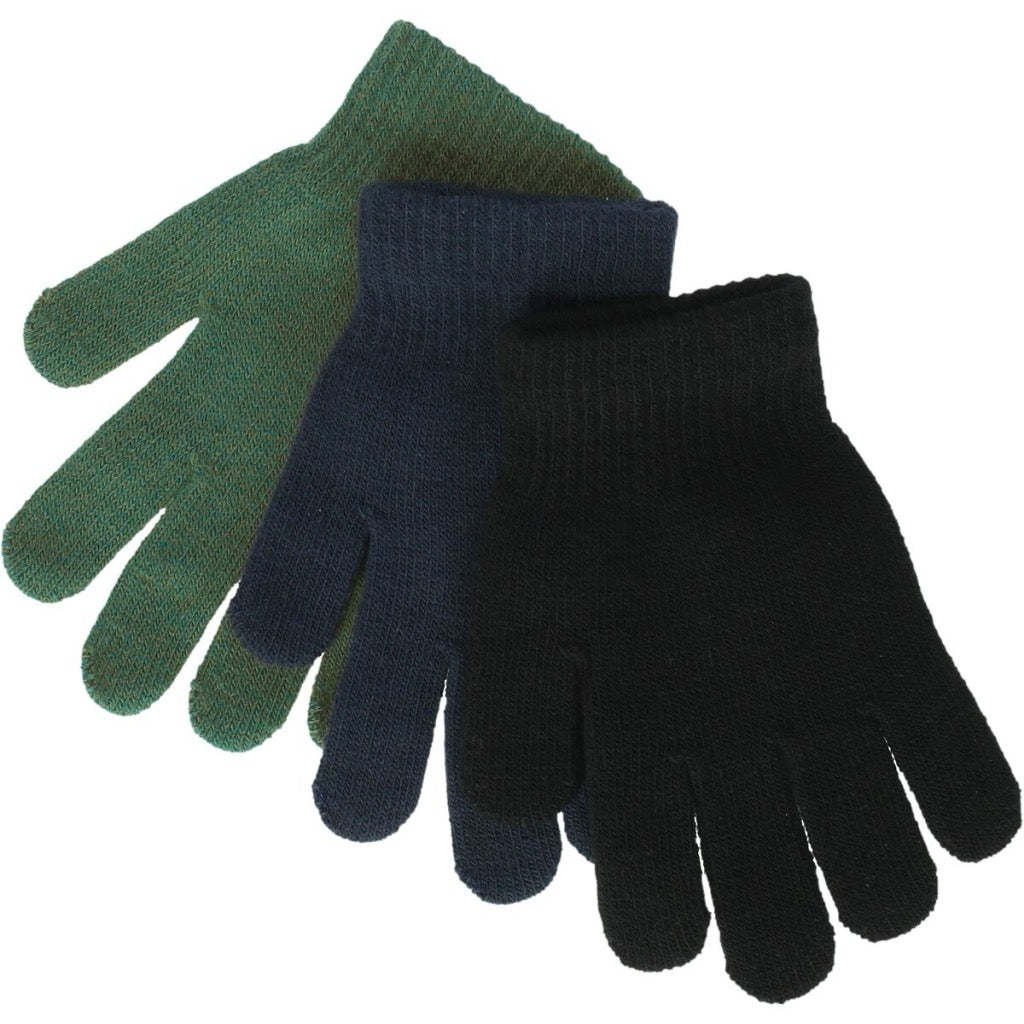 Zigzag Neckar Knitted 3-Pack Gloves green-blue-black